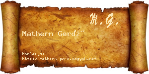 Mathern Gerő névjegykártya